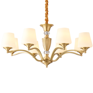 全铜法式客厅吊灯美式轻奢卧室大灯中古别墅餐厅书房复古新款灯具