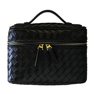 化妆包真皮女包新款全羊皮轻奢风饭盒包韩式手工编织手提斜挎包潮