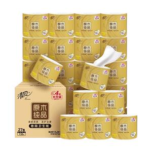 清风卷纸卫生纸4层130克27卷家用实惠装卫生纸餐巾纸大卷筒纸厕纸