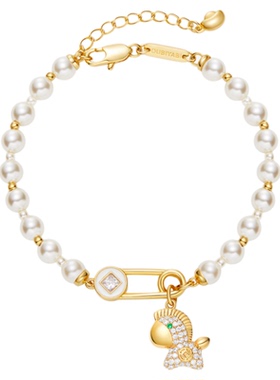 OUBIYABI欧比雅比灵驹小财马别针仿珍珠金币手链大牌感手饰送礼