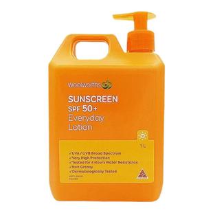 澳大利亚直邮Woolworths防晒霜水杨酸轻薄SPF50+防紫外线正品1L