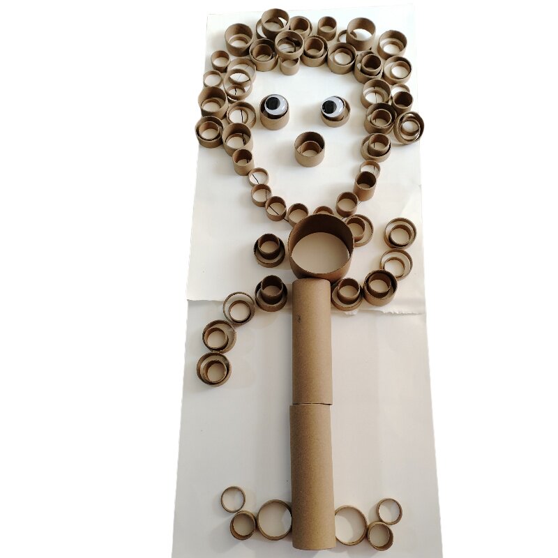 纸芯筒纸管子瓦楞纸片幼儿园DIY低结构材料美工绘画搭建垒高手工