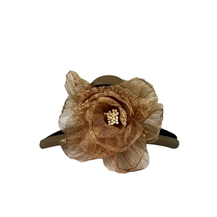 Mibeco山桃木泽枯叶玫瑰抓夹2025新款复古网纱头饰女质感发卡秋冬