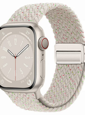 适用iwatch11表带S10苹果手表applewatch9编织S8尼龙S7磁吸S6透气SE智能ultra2透气男女款42mm运动5创意配件