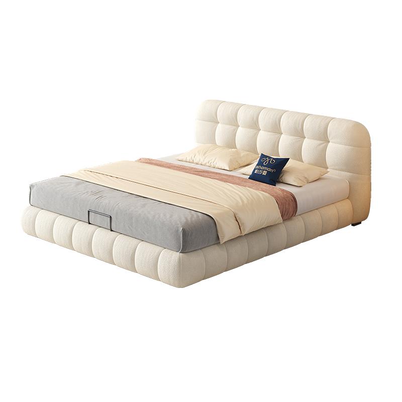 帕沙曼法式奶油风泡芙床现代简约猫抓布艺床网红软包主卧室双人床