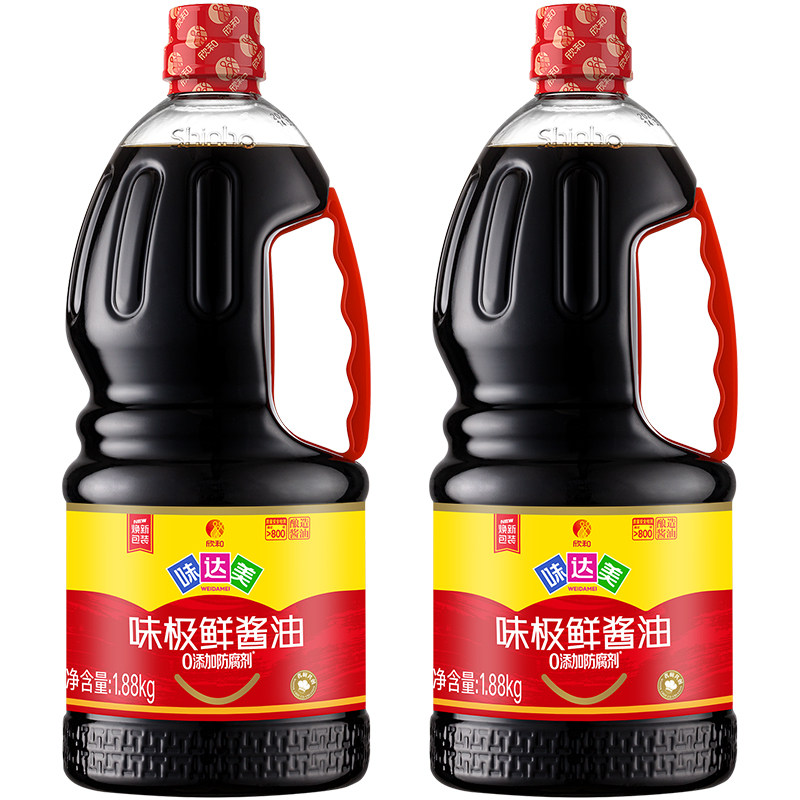 味达美味极鲜酱油1.88KG*2瓶特级醇鲜0%添加防腐剂生抽家用拌炒菜