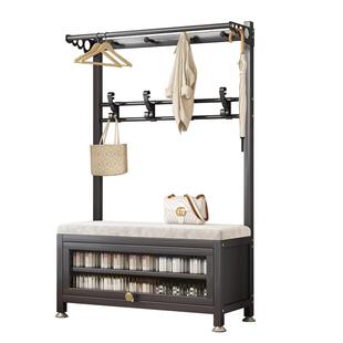 鞋架入门玄关换鞋凳衣帽架一体铁艺多层防尘可坐鞋柜鞋帽架挂衣架