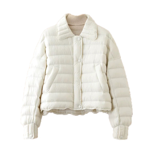 晴雨雪轻薄排骨羽绒服女短款2025新款90白鸭绒韩版时尚杏色冬外套