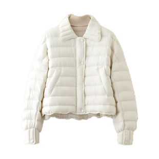 晴雨雪轻薄排骨羽绒服女短款2025新款90白鸭绒韩版时尚杏色冬外套