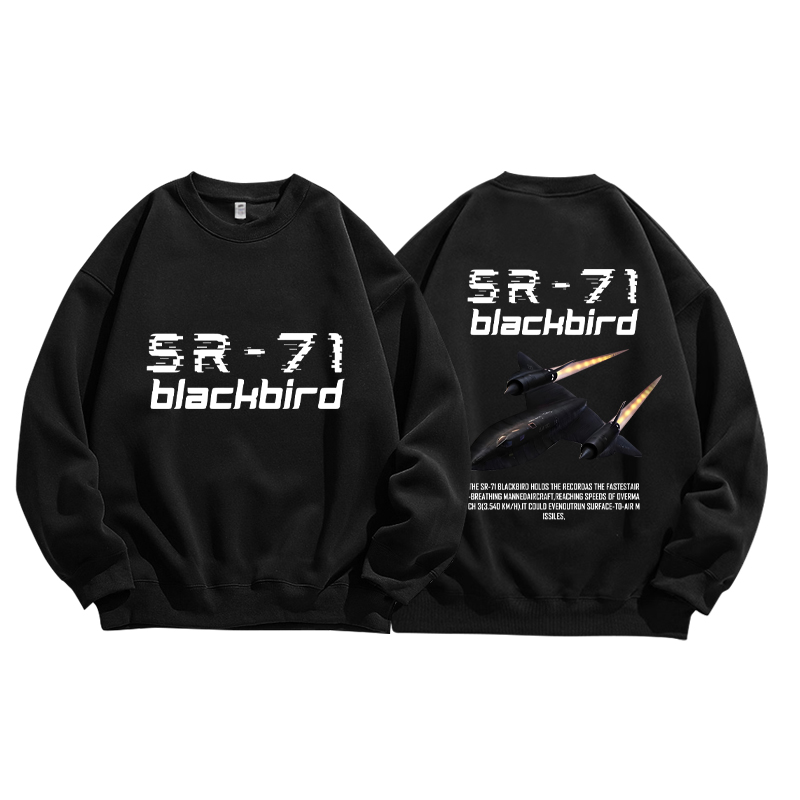 SR-71黑鸟侦察机战斗机纯棉男装宽松圆领卫衣服毛圈宽松复古秋季