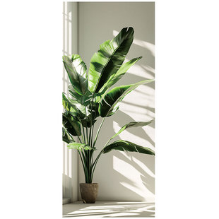 电梯门贴纸绿植入户消防门口装饰画一梯一户轻奢电梯入户门口装饰