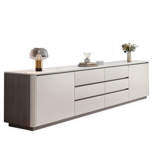 实木岩板电视柜60cm高款2026新款客厅轻奢圆角储物柜放电视机柜子