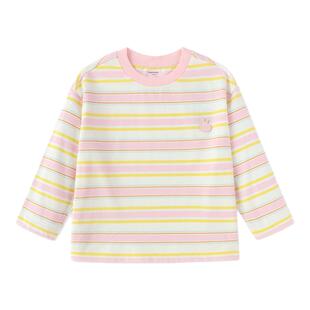 巴拉巴拉宝宝长袖T恤女童打底衫婴儿纯棉衣服春秋款童装条纹上衣