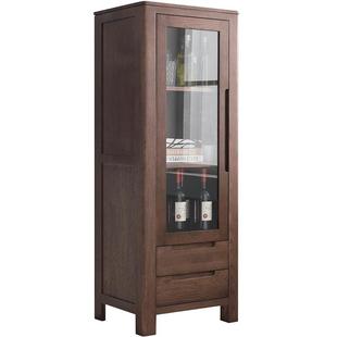 优木家具纯实木边柜橡木边柜实木厅柜实木柜子客厅柜北欧胡桃色