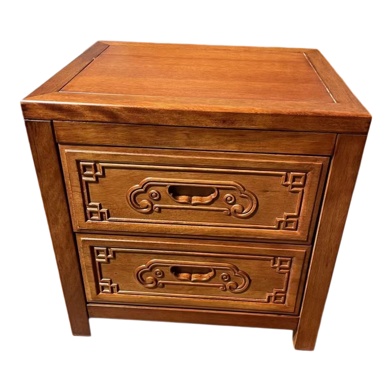 中式实木床头柜仿古雕花小户型