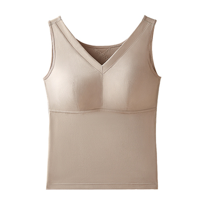 千奈美大码保暖德绒内衣女秋冬加绒加厚女士带胸垫胖mm2025冬背心