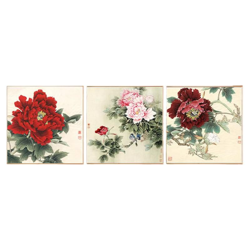 5d客厅中式钻石画2026新款三联画花开富贵牡丹粘砖石秀十字绣满钻