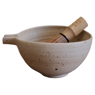 春辰芝麻抹茶碗带嘴景德镇手作陶瓷日式粗陶片口碗家用复古侘寂风