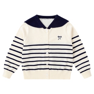 【纯棉】嘟嘟家女童毛衣春季儿童上衣女宝学院风开衫宝宝春秋童装