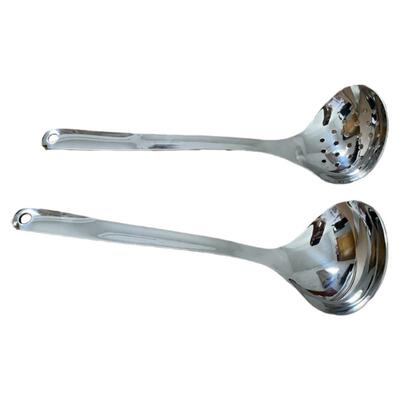 外贸尾货长柄汤勺漏勺304不锈钢