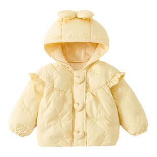 女童羽绒服90白鸭绒洋气外套2025新款冬季儿童保暖小童女宝宝冬装