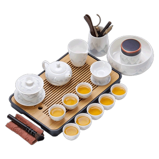 羊脂玉瓷盖碗茶壶单个功夫茶具配件三才碗泡茶碗盏茶叶罐茶道过滤