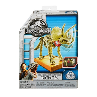 美泰侏罗纪世界2 恐龙骨架拼装模型仿真玩具组装三角龙迅猛冥河龙