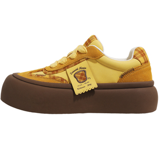 TTKJ大头板鞋女2026春季新款标签系列格纹拼色厚底增高休闲运动鞋