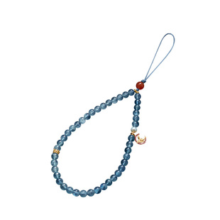 原创天然高品质海蓝宝手机链女式精致蓝色系手腕绳手机壳挂绳u盘相机钥匙扣挂件高级感水晶高端小众轻奢夏天