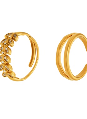 欧美ins简约设计几何叶子麦穗镶