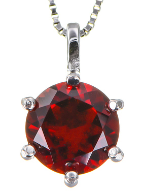 全新鸽血红宝石色六爪纯银链子