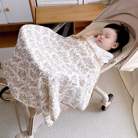 豆豆毯婴儿宝宝空调盖毯纱布被子儿童推车毯学生办公室午休毯