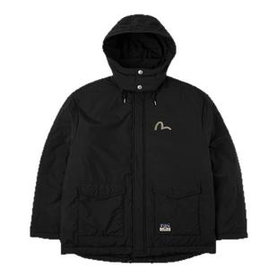 EVISU福神 2025秋季男士商标和海鸥印花抽绳连帽加厚夹克外套