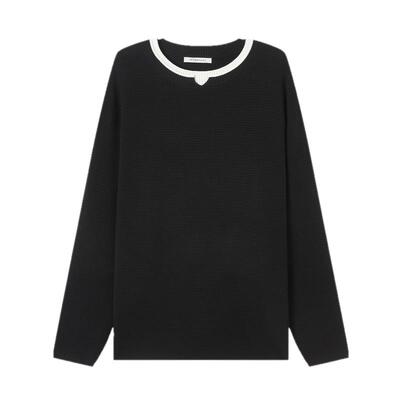 流石男装慵懒设计感撞色针织衫潮