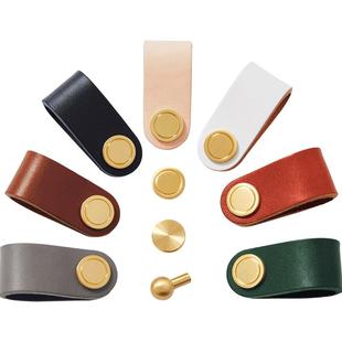 头层真牛皮拉手加厚黄铜衣柜抽屉柜门防撞皮质儿童房原木风门把手