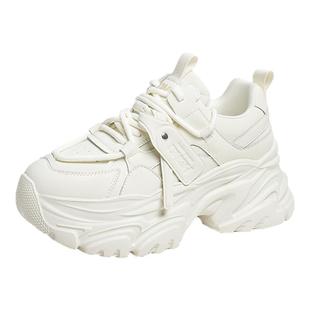 红蜻蜓厚底老爹鞋女增高春秋女鞋休闲鞋小个子运动鞋女款白色鞋子