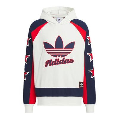 adidas阿迪达斯三叶草男女美式复古拼接运动连帽卫衣套头衫JN0779