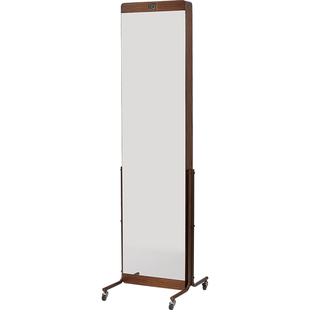 玄关书架镜子一体收纳中古风移动杂志架全身镜卧室客厅书架置物架