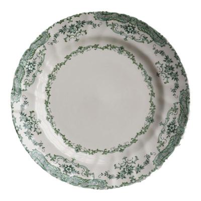 英国绿色花朵螺旋纹釉下彩陶瓷西餐具盘子碗碟套装汤盘家用菜盘杯