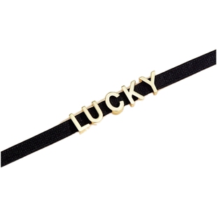 幸运字母lucky颈链女短款锁骨链黑色项圈气质网红小众设计感项链