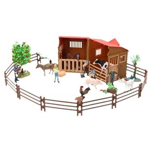 仿真动物模型玩具摆件农牧场搭配场景马棚房子植物游戏垫儿童礼物