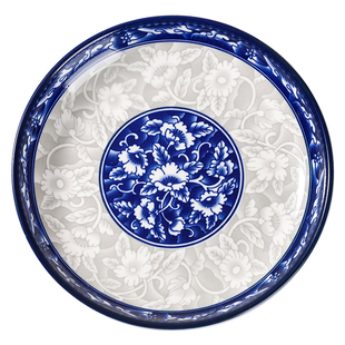家用牛排盘大号餐盘中式复古青花餐具组合10英寸盘子圆形盘可微波