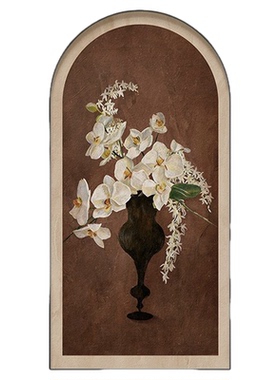 中古风花卉玄关装饰画法式复古走廊过道挂画高级感入户门拱形壁画