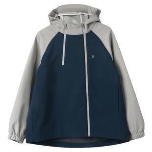 咕噜日记童装女童外套软壳2024秋冬新款儿童连帽上衣男童加绒外套