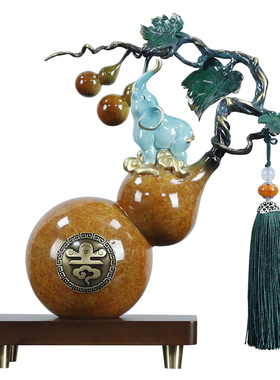 福禄吉祥铜象葫芦摆件送礼