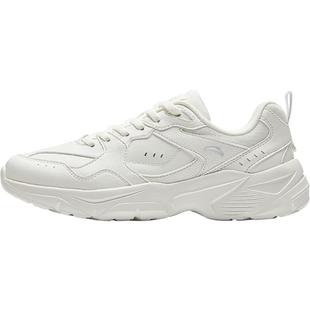 安踏女鞋老爹鞋皮面防水运动鞋女款鞋子小白鞋新款冬季白色休闲鞋