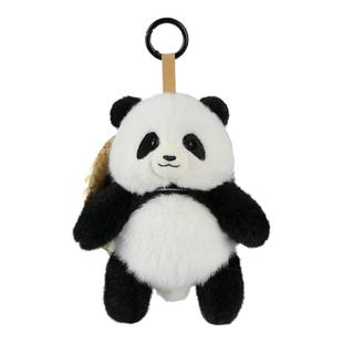 无边界乐活熊猫挂件公仔草帽小众包包挂件成都熊猫纪念品挂件礼物