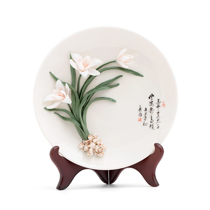 瓷花挂盘摆件家居艺术品送礼