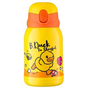 face小黄鸭儿童保温杯带吸管316不锈钢幼儿园学生上学专用水杯壶