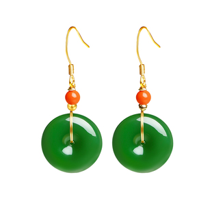 印象眸和田玉碧玉耳饰女款平安扣耳坠国风新中式生日礼物送女朋友